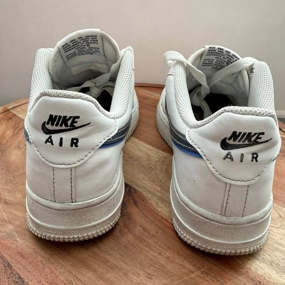 Nike‎ Air Force 1 Low GS White Blue Grey FD0688-100 Kids Size 5Y Sneakers